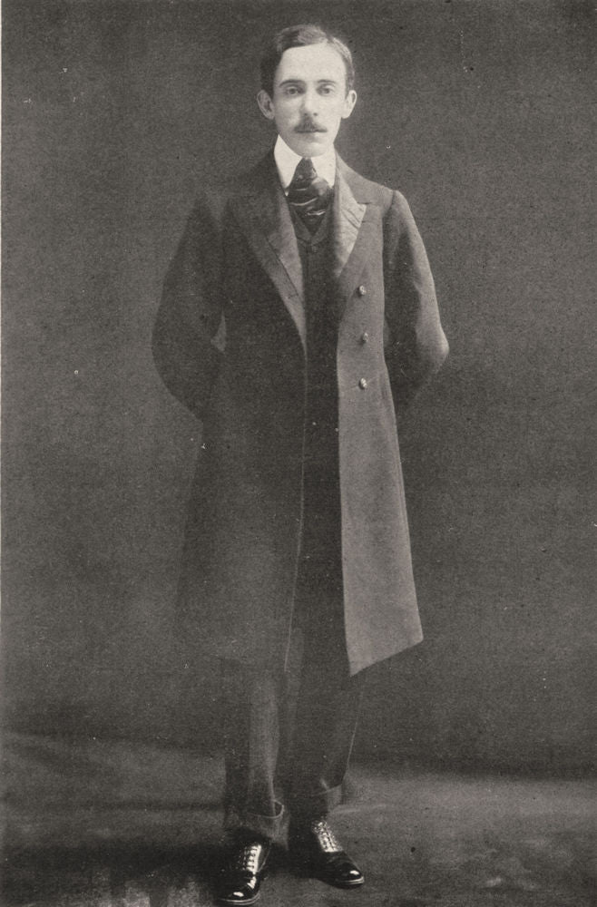 AVIATORS. Alberto Santos-Dumont 1907 old antique vintage print picture